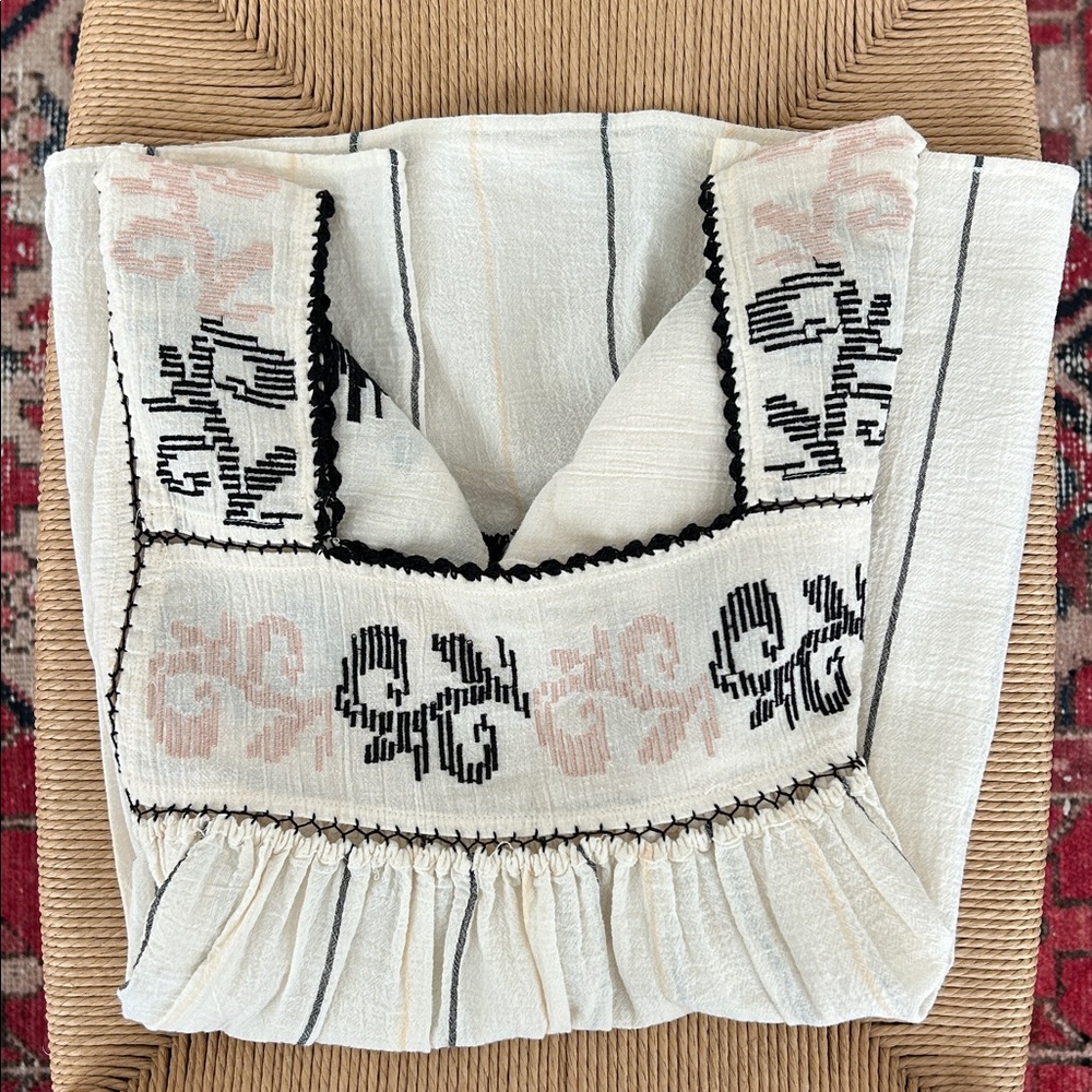 Ulla Johnson GORGEOUS Cream pink and Black Embroidered Blouse size 4 NWT - Picture 14 of 16